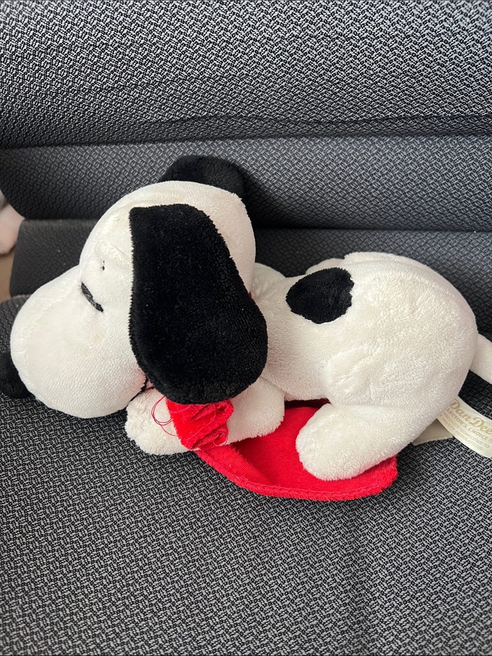 Plush White & Black Dog Toy with Red Bandana